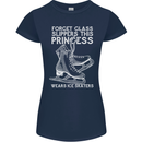 Funny This Princess Wears Ice Skates Skater Womens Petite Cut T-Shirt Navy Blue