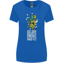 Funny Weed Cannabis Smoke and Fly Womens Wider Cut T-Shirt Royal Blue