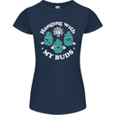 Funny Weed Hanging With My Buds Cannabis Womens Petite Cut T-Shirt Navy Blue