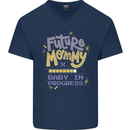 Future Mommy New Baby in Progress Pregnancy Mens V-Neck Cotton T-Shirt Navy Blue