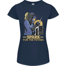 Future Spark Female Welder Welding Womens Petite Cut T-Shirt Navy Blue