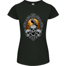 Gagak and Skulls Gothic Biker Crow Birds Womens Petite Cut T-Shirt Black