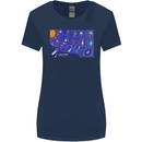 Galaxy Infographic Space Technology Planets Womens Wider Cut T-Shirt Navy Blue