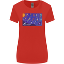Galaxy Infographic Space Technology Planets Womens Wider Cut T-Shirt Red