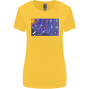 Galaxy Infographic Space Technology Planets Womens Wider Cut T-Shirt Yellow