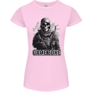 Game Zone Special Forces Video Game Skull Womens Petite Cut T-Shirt Light Pink