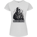 Game Zone Special Forces Video Game Skull Womens Petite Cut T-Shirt White