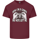 Gamer Wife Left Me Video Games Funny Gaming Mens Cotton T-Shirt Tee Top Maroon