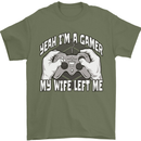 Gamer Wife Left Me Video Games Funny Gaming Mens T-Shirt 100% Cotton Military Green