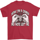 Gamer Wife Left Me Video Games Funny Gaming Mens T-Shirt 100% Cotton Red