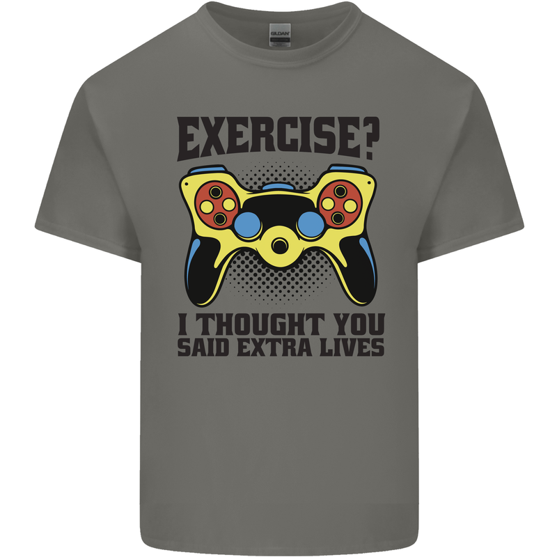 Gaming I Thought Said Extra Lives Gamer Mens Cotton T-Shirt Tee Top Charcoal