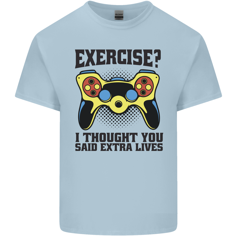 Gaming I Thought Said Extra Lives Gamer Mens Cotton T-Shirt Tee Top Light Blue