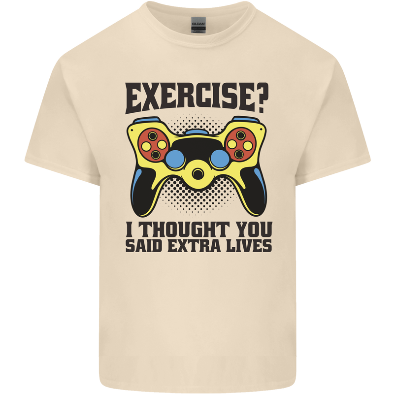 Gaming I Thought Said Extra Lives Gamer Mens Cotton T-Shirt Tee Top Natural