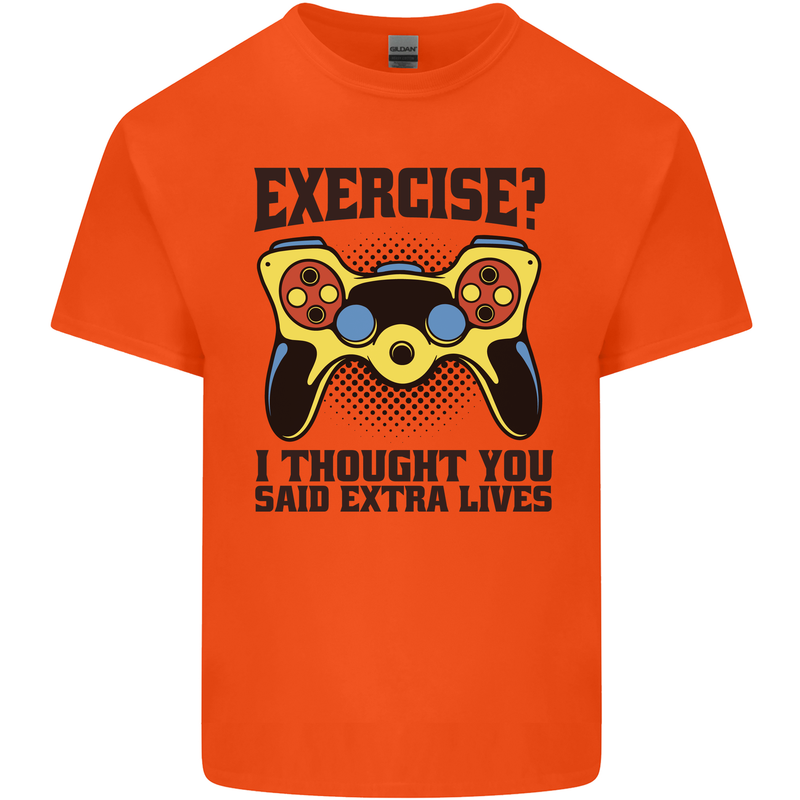 Gaming I Thought Said Extra Lives Gamer Mens Cotton T-Shirt Tee Top Orange
