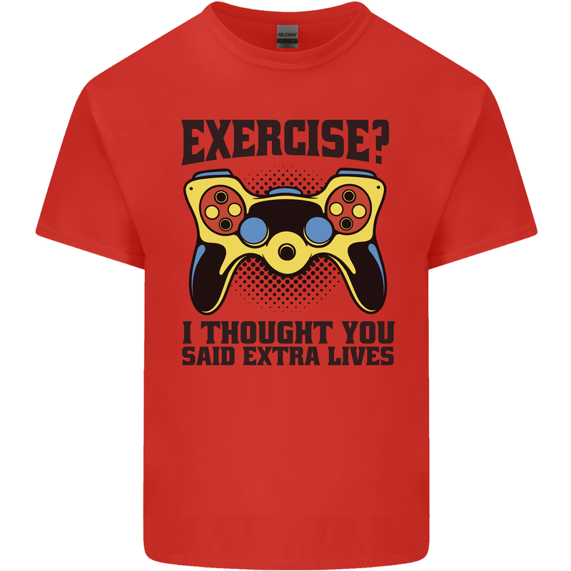 Gaming I Thought Said Extra Lives Gamer Mens Cotton T-Shirt Tee Top Red
