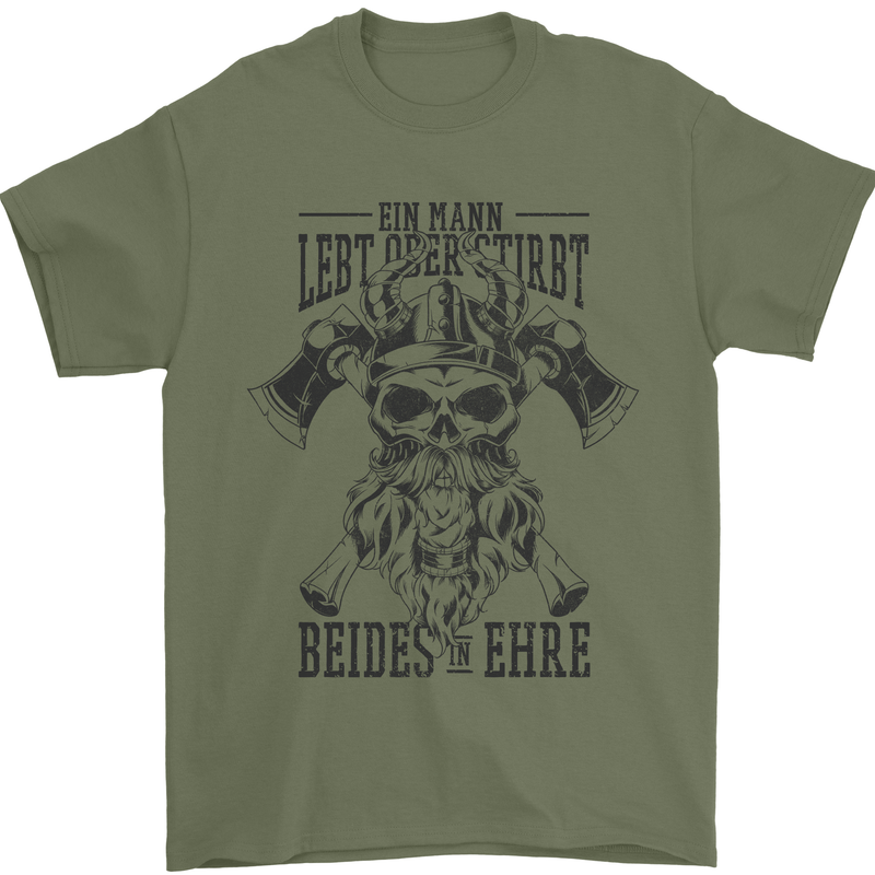 German Viking Mens T-Shirt 100% Cotton Military Green