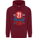 Glorious 21 Years 21st Birthday Union Jack Flag Mens 80% Cotton Hoodie Maroon