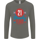 Glorious 21 Years 21st Birthday Union Jack Flag Mens Long Sleeve T-Shirt Charcoal