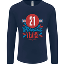 Glorious 21 Years 21st Birthday Union Jack Flag Mens Long Sleeve T-Shirt Navy Blue