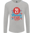 Glorious 21 Years 21st Birthday Union Jack Flag Mens Long Sleeve T-Shirt Sports Grey