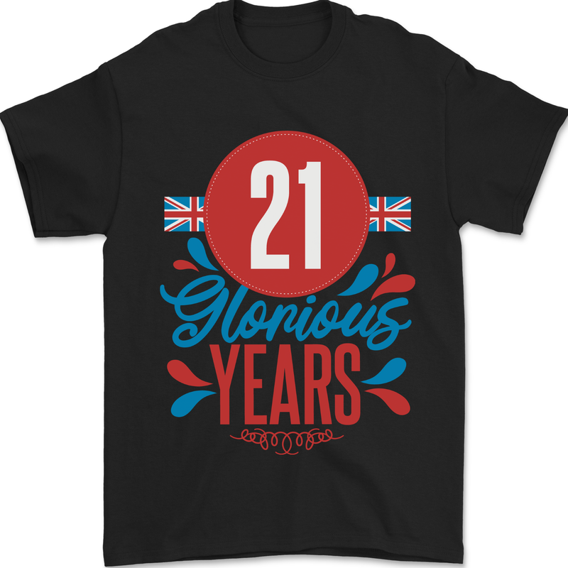 Glorious 21 Years 21st Birthday Union Jack Flag Mens T-Shirt 100% Cotton Black