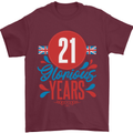 Glorious 21 Years 21st Birthday Union Jack Flag Mens T-Shirt 100% Cotton Maroon