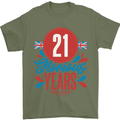 Glorious 21 Years 21st Birthday Union Jack Flag Mens T-Shirt 100% Cotton Military Green