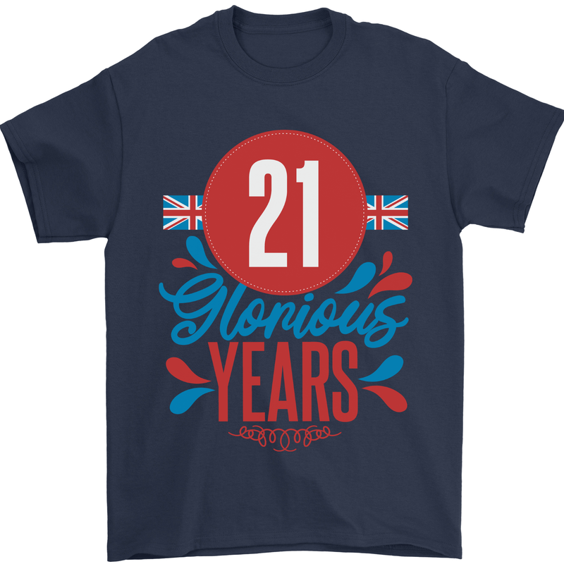 Glorious 21 Years 21st Birthday Union Jack Flag Mens T-Shirt 100% Cotton Navy Blue