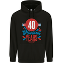 Glorious 40 Years 40th Birthday Union Jack Flag Mens 80% Cotton Hoodie Black