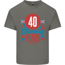 Glorious 40 Years 40th Birthday Union Jack Flag Mens Cotton T-Shirt Tee Top Charcoal