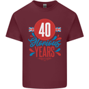 Glorious 40 Years 40th Birthday Union Jack Flag Mens Cotton T-Shirt Tee Top Maroon