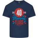 Glorious 40 Years 40th Birthday Union Jack Flag Mens Cotton T-Shirt Tee Top Navy Blue
