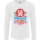 Glorious 50 Years 50th Birthday Union Jack Flag Mens Long Sleeve T-Shirt White