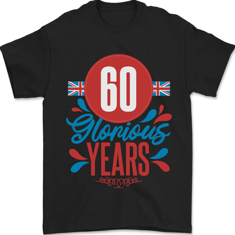 Glorious 60 Years 60th Birthday Union Jack Flag Mens T-Shirt 100% Cotton Black