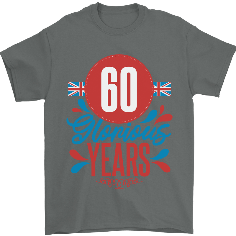 Glorious 60 Years 60th Birthday Union Jack Flag Mens T-Shirt 100% Cotton Charcoal