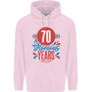 Glorious 70 Years 70th Birthday Union Jack Flag Mens 80% Cotton Hoodie Light Pink