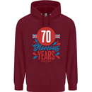 Glorious 70 Years 70th Birthday Union Jack Flag Mens 80% Cotton Hoodie Maroon