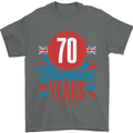 Glorious 70 Years 70th Birthday Union Jack Flag Mens T-Shirt 100% Cotton Charcoal
