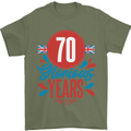 Glorious 70 Years 70th Birthday Union Jack Flag Mens T-Shirt 100% Cotton Military Green