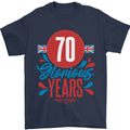 Glorious 70 Years 70th Birthday Union Jack Flag Mens T-Shirt 100% Cotton Navy Blue
