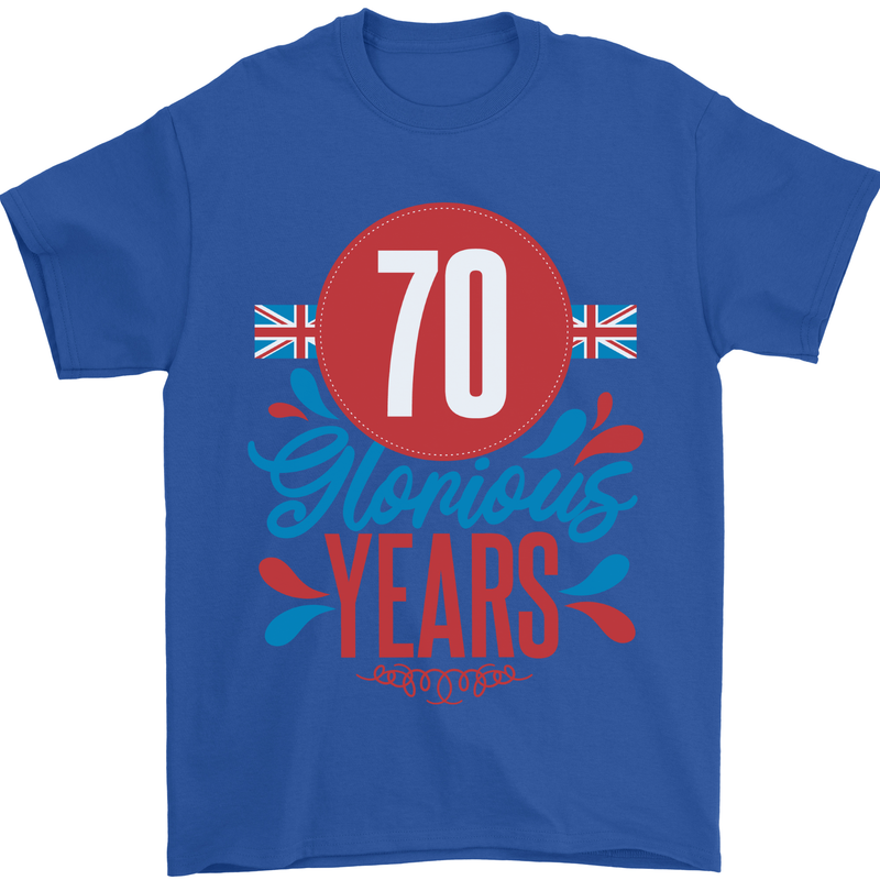 Glorious 70 Years 70th Birthday Union Jack Flag Mens T-Shirt 100% Cotton Royal Blue