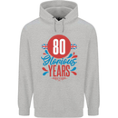Glorious 80 Years 80th Birthday Union Jack Flag Mens 80% Cotton Hoodie Sports Grey