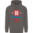 Glorious 90 Years 90th Birthday Union Jack Flag Mens 80% Cotton Hoodie Charcoal