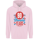 Glorious 90 Years 90th Birthday Union Jack Flag Mens 80% Cotton Hoodie Light Pink