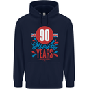 Glorious 90 Years 90th Birthday Union Jack Flag Mens 80% Cotton Hoodie Navy Blue