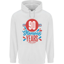 Glorious 90 Years 90th Birthday Union Jack Flag Mens 80% Cotton Hoodie White