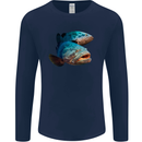 Goliath Fish Fishing Fisherman Mens Long Sleeve T-Shirt Navy Blue