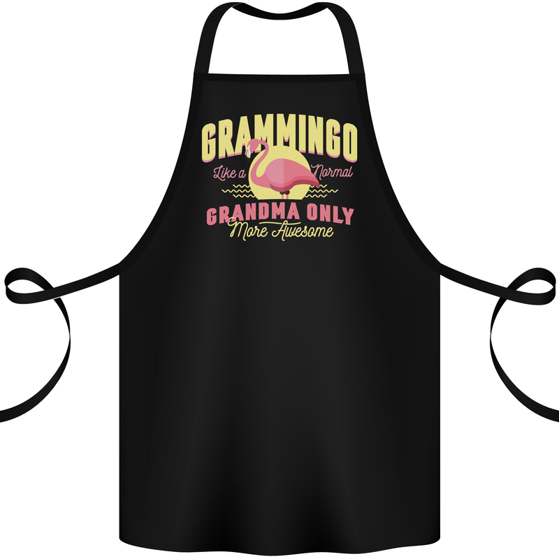 Gramingo Funny Grandma Flamingo Cotton Apron 100% Organic Black