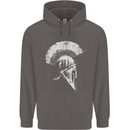 Greek Roman Spartan Helmet Gym Bodybuilding Mens 80% Cotton Hoodie Charcoal