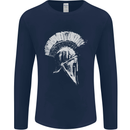 Greek Roman Spartan Helmet Gym Bodybuilding Mens Long Sleeve T-Shirt Navy Blue